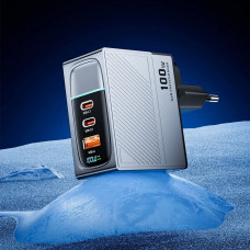 Зарядний пристрій Asometech GaN 100W PPS PD+QC4.0 3-порти (USB-A + 2 USB Type-C) чорний (H881)