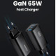 Зарядний пристрій Asometech GaN 65W PD+QC4.0 3-порти (USB-A + 2 USB Type-C) чорний (RCE-6501)