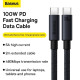 Кабель зарядний Baseus USB Type-C to Type-C 100W 5A 1м чорний (CAJY020001)