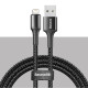 Кабель Baseus Halo Data Cable USB to Lightning з підсвіткою 2.4A 1м чорний (CALGH-G01)