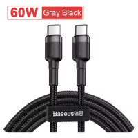 Кабель зарядний Baseus USB Type-C to USB Type-C 60W 1м grey (CATKLF-IG1)