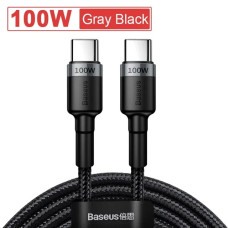 Кабель Baseus Cafule USB Type-C to USB Type-C PD FC 100W 2м grey (CATKLF-BLG1)