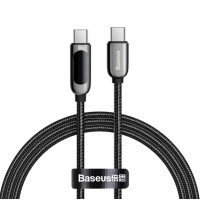 Кабель Baseus USB Type-C to USB Type-C PD 100W Led display E-marker 1m black (CATSK-B01)