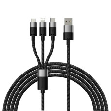 Кабель Baseus USB-A to USB Type-C + Micro-USB + Lightning 3.5A 1.2м black (CB000030)