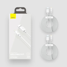 Кабель Baseus Simple Wisdom Data Cable Kit USB to Lightning (набір 2 шт) 2.4A 1.5 m White (TZCALZJ-02)