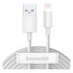 Кабель Baseus Simple Wisdom Data Cable Kit USB to Lightning (набір 2 шт) 2.4A 1.5 m White (TZCALZJ-02)