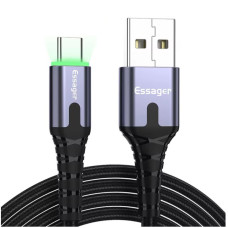 Кабель Essager USB-A to USB type-C 3A LED-індикатор 2м Dark Grey