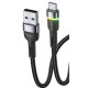Кабель Essager USB-A TO Micro Fast Charging 2.4A RGB-індикатор 2м чорний