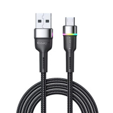 Кабель Essager USB-A TO Micro Fast Charging 2.4A RGB-індикатор 2м чорний