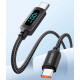 Кабель Essager USB Type-C to USB Type-C 100W 5A LED дисплей швидка зарядка 1м black