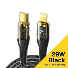 Кабель Essager Transparent Data Cable USB Type-C to Lightning 29W 3A 2m black