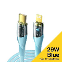 Кабель Essager Transparent Data Cable USB Type-C to Lightning 29W 3A 1m blue