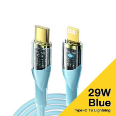 Кабель Essager Transparent Data Cable USB Type-C to Lightning 29W 3A 1m blue