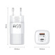 Зарядний пристрій KUULAA 65W GaN Fast Charger PD+QC 3.0 USB-A USB type-C White  (RY-U65A)