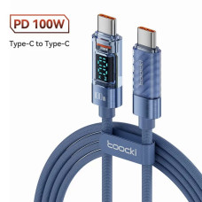 Кабель Toocki USB Type-C to USB Type-C 100W LED дисплей швидка зарядка 1м blue (TQ-X36)