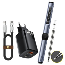 Портативний професійний смарт паяльник Fnirsi HS01-BC2 Blue 65Вт + GaN 65W