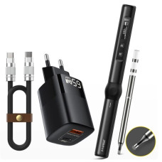 Портативний професійний смарт паяльник Fnirsi HS01-BC2 Black 65Вт + GaN 65W